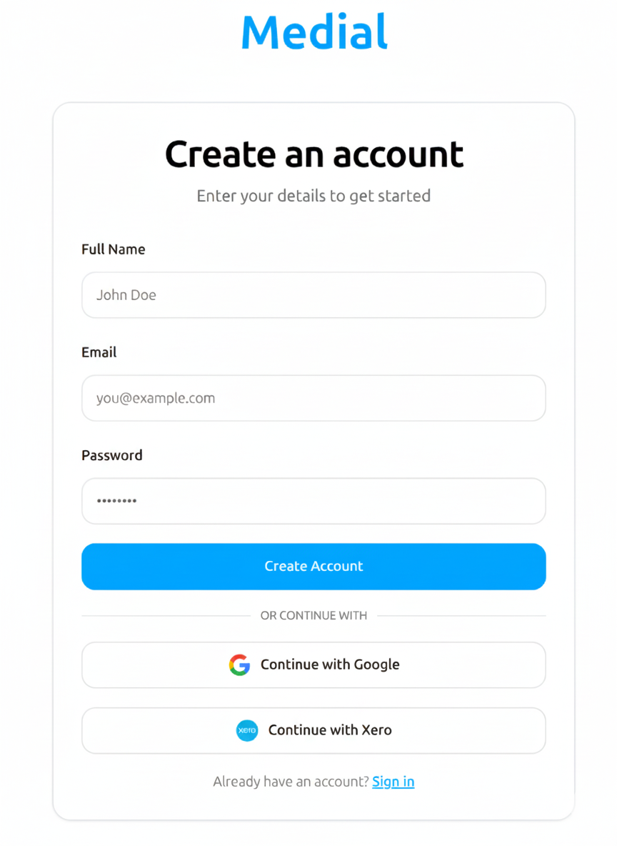 Sign up form example